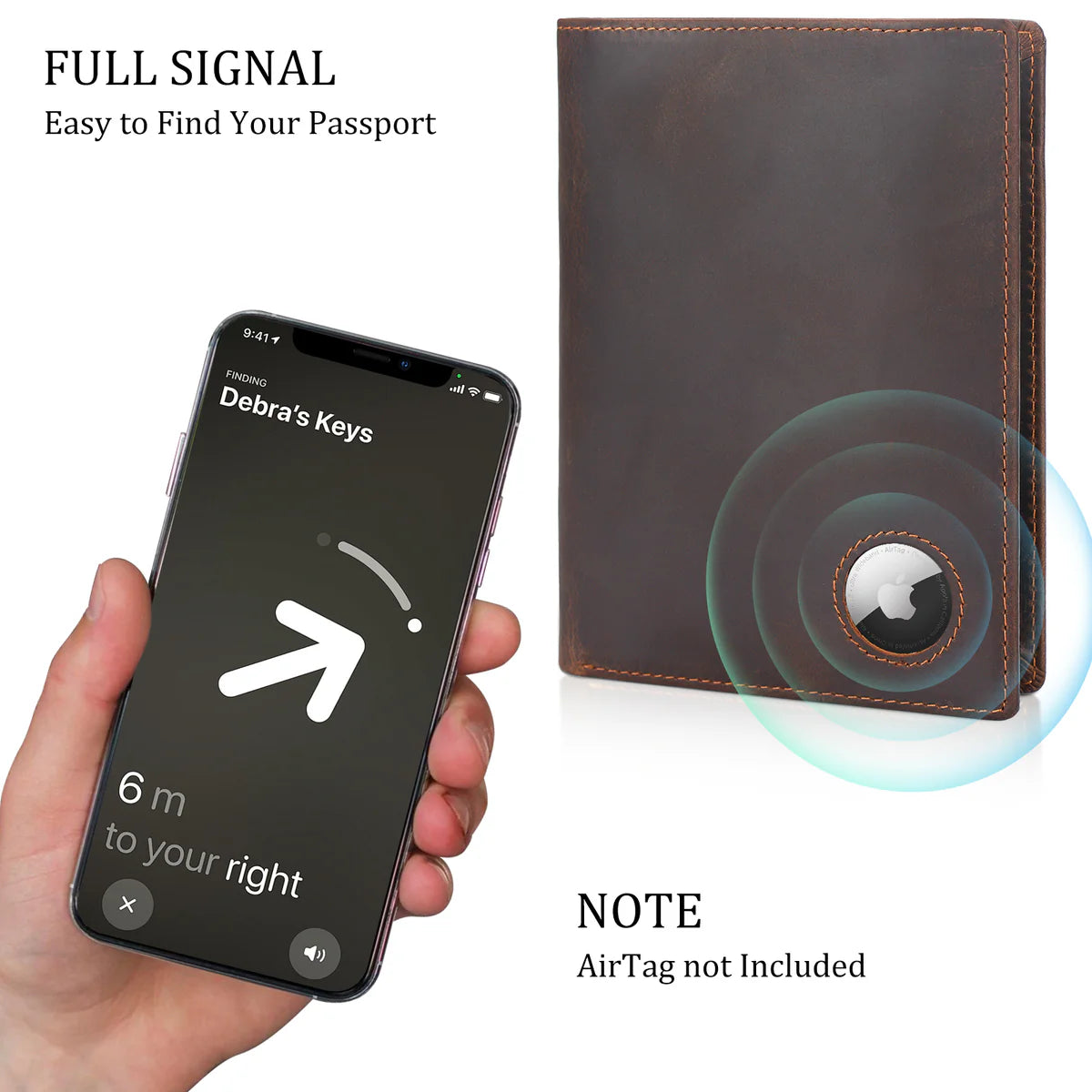 AuraLink™ | Premium Vegan Leather AirTag Passport Holder