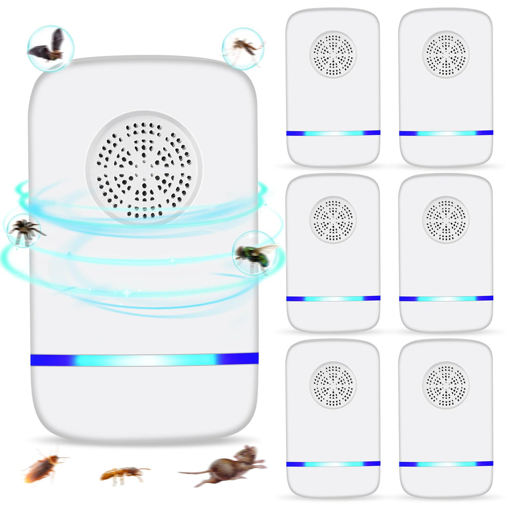 Aura™ Automatic Car Windshield UmbrellaUltrasonic Pest Repeller Indoor 6 Pcs Electronic Pest Mouse Repellent Ultrasonic Plug in for Mosquito Mice Ant Roach Fleas Spider Bug for Home Hotel Garage Office