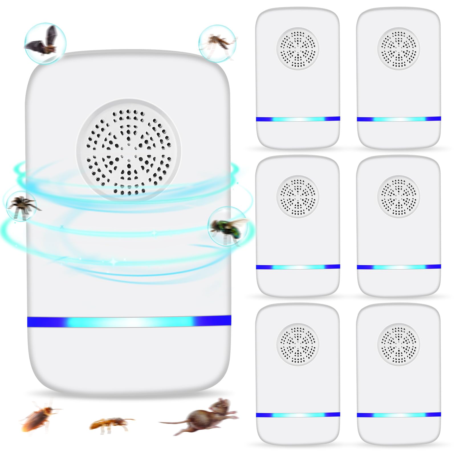 Aura™ Automatic Car Windshield UmbrellaUltrasonic Pest Repeller Indoor 6 Pcs Electronic Pest Mouse Repellent Ultrasonic Plug in for Mosquito Mice Ant Roach Fleas Spider Bug for Home Hotel Garage Office