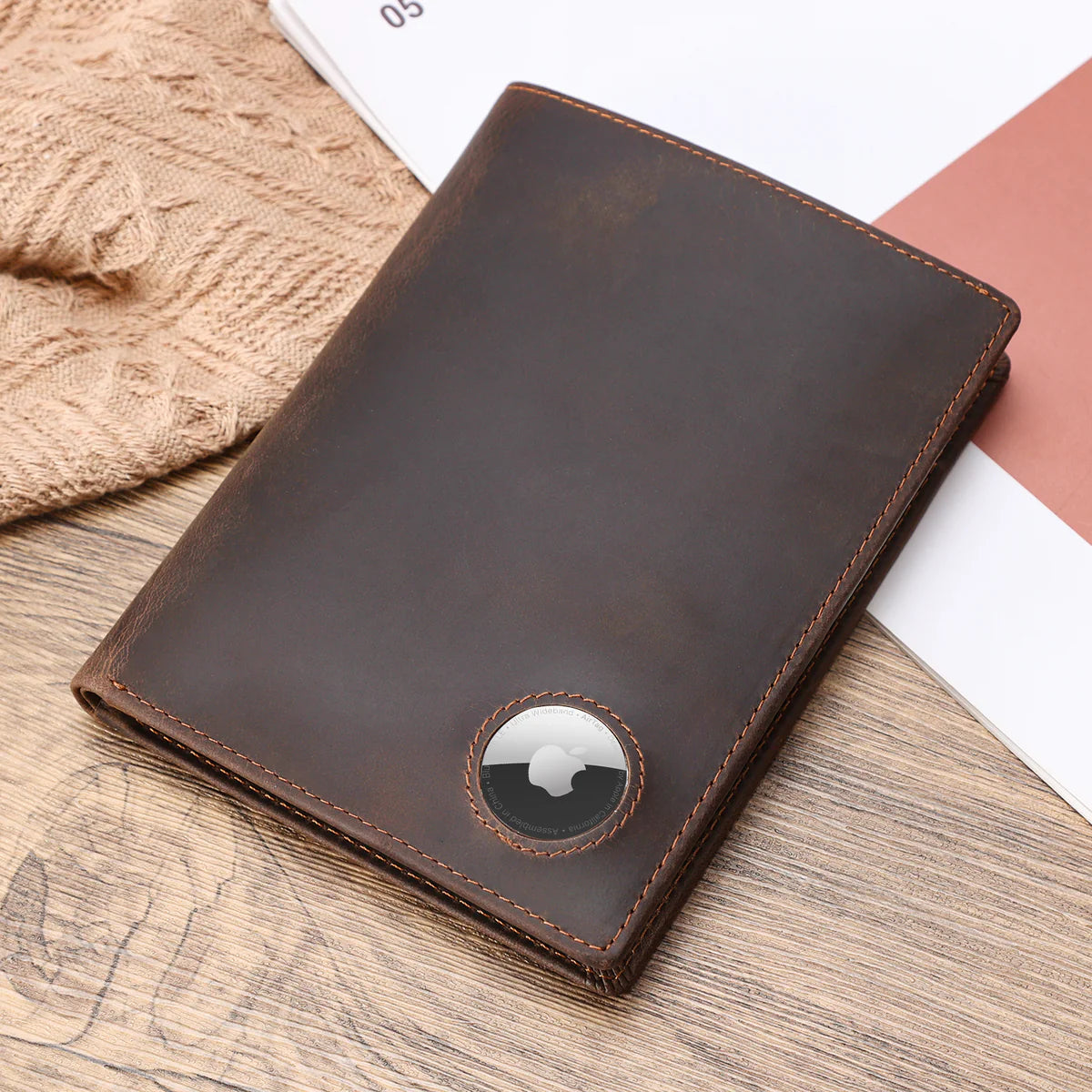 AuraLink™ | Premium Vegan Leather AirTag Passport Holder
