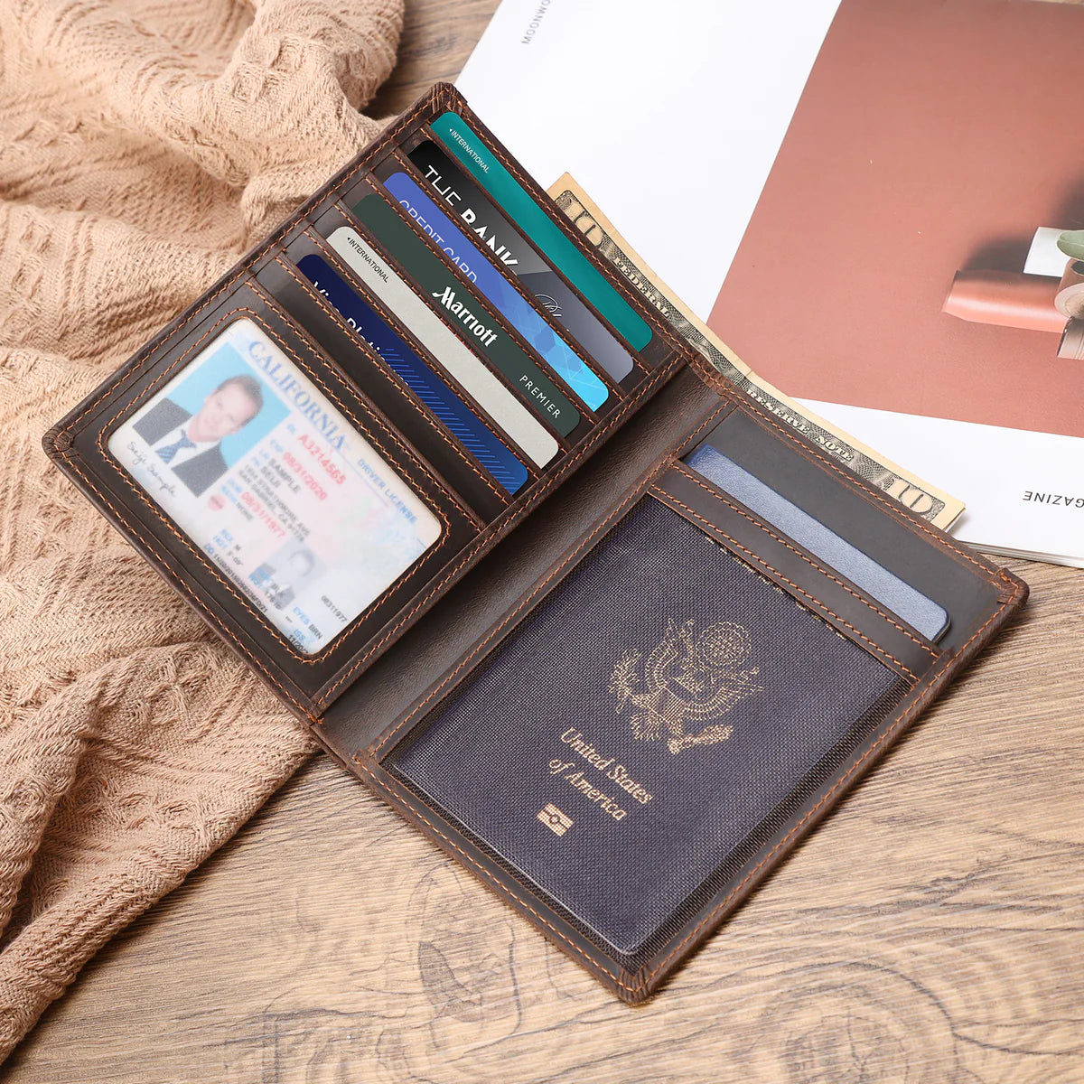 AuraLink™ | Premium Vegan Leather AirTag Passport Holder