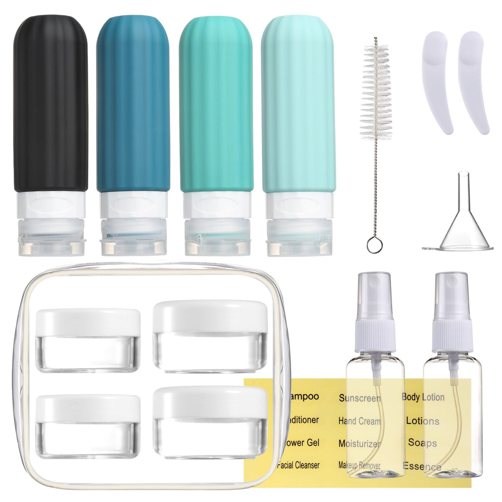 AuraLiquid™ Silicone Travel Bottle Set – 4-Piece TSA Approved