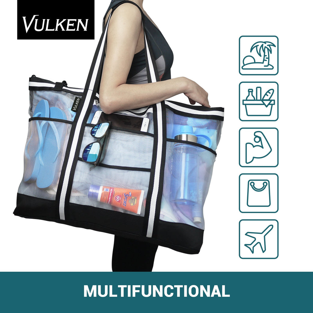 AuraBag™ – Sand-Free Mesh Bottom Beach Tote