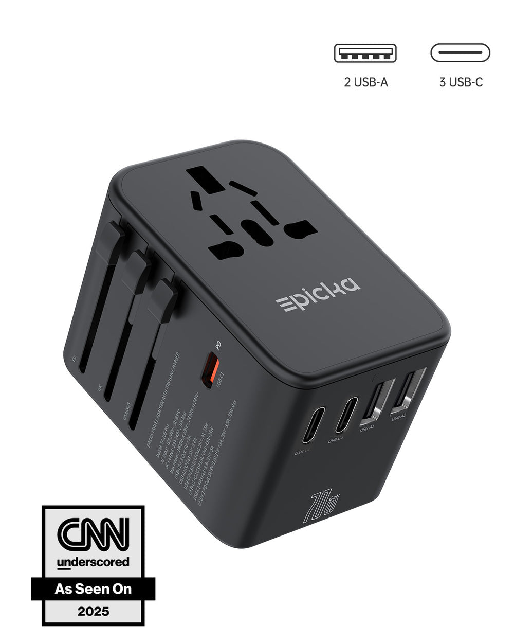 AuraPlug™ Universal GaN Travel Adapter – 65W Fast Charge