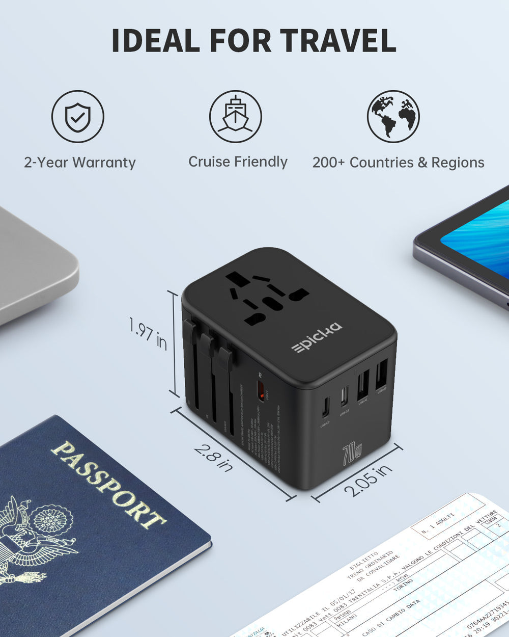 AuraPlug™ Universal GaN Travel Adapter – 65W Fast Charge