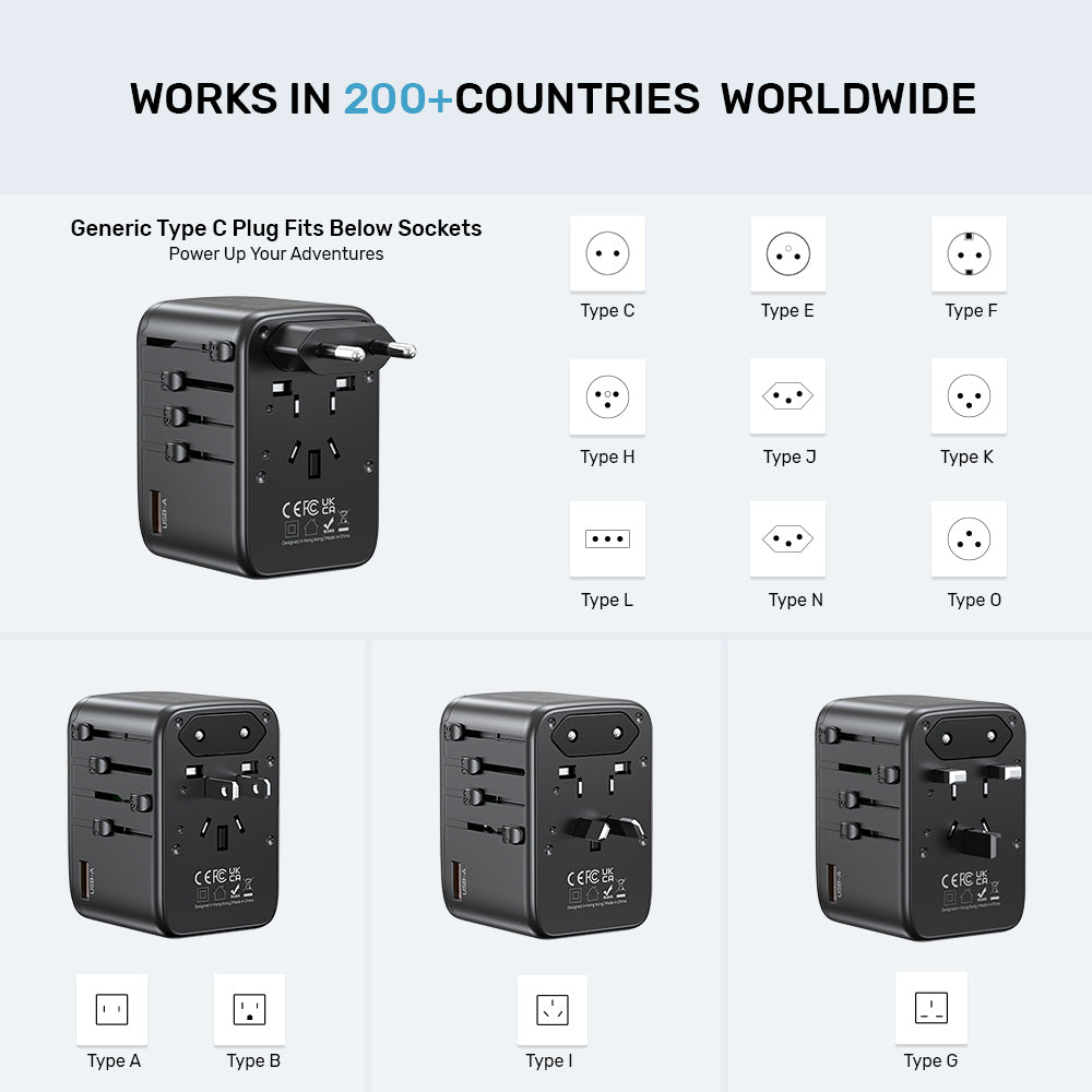 AuraLink™ 65W GaN Universal Travel Adapter (Fast-Charging & Global)
