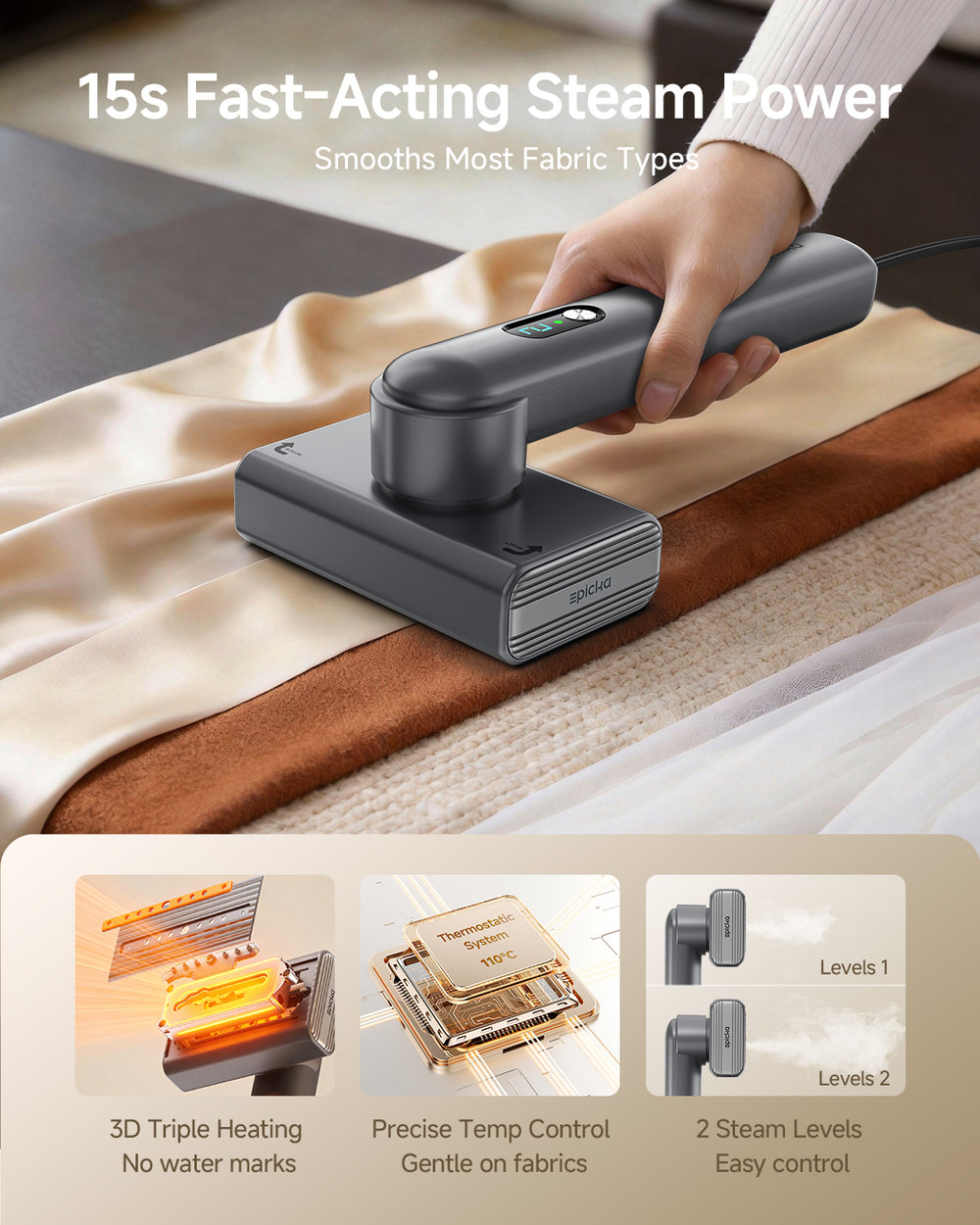 AuraSteam™ Foldable Handheld Nano-Steamer (Dual-Voltage for Global Travel)