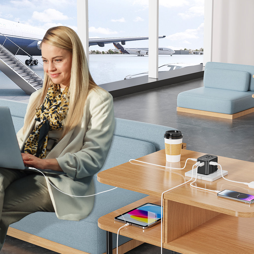AuraLink™ 65W GaN Universal Travel Adapter (Fast-Charging & Global)