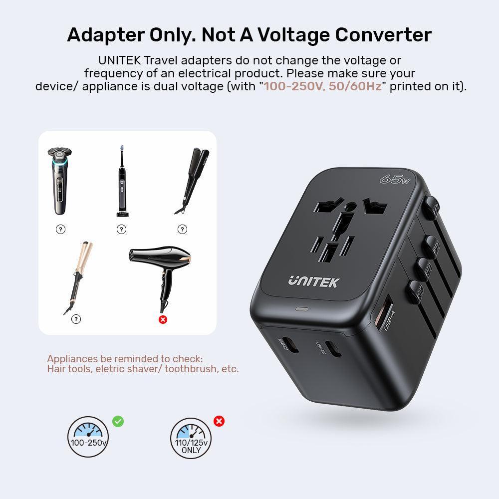 AuraLink™ 65W GaN Universal Travel Adapter (Fast-Charging & Global)