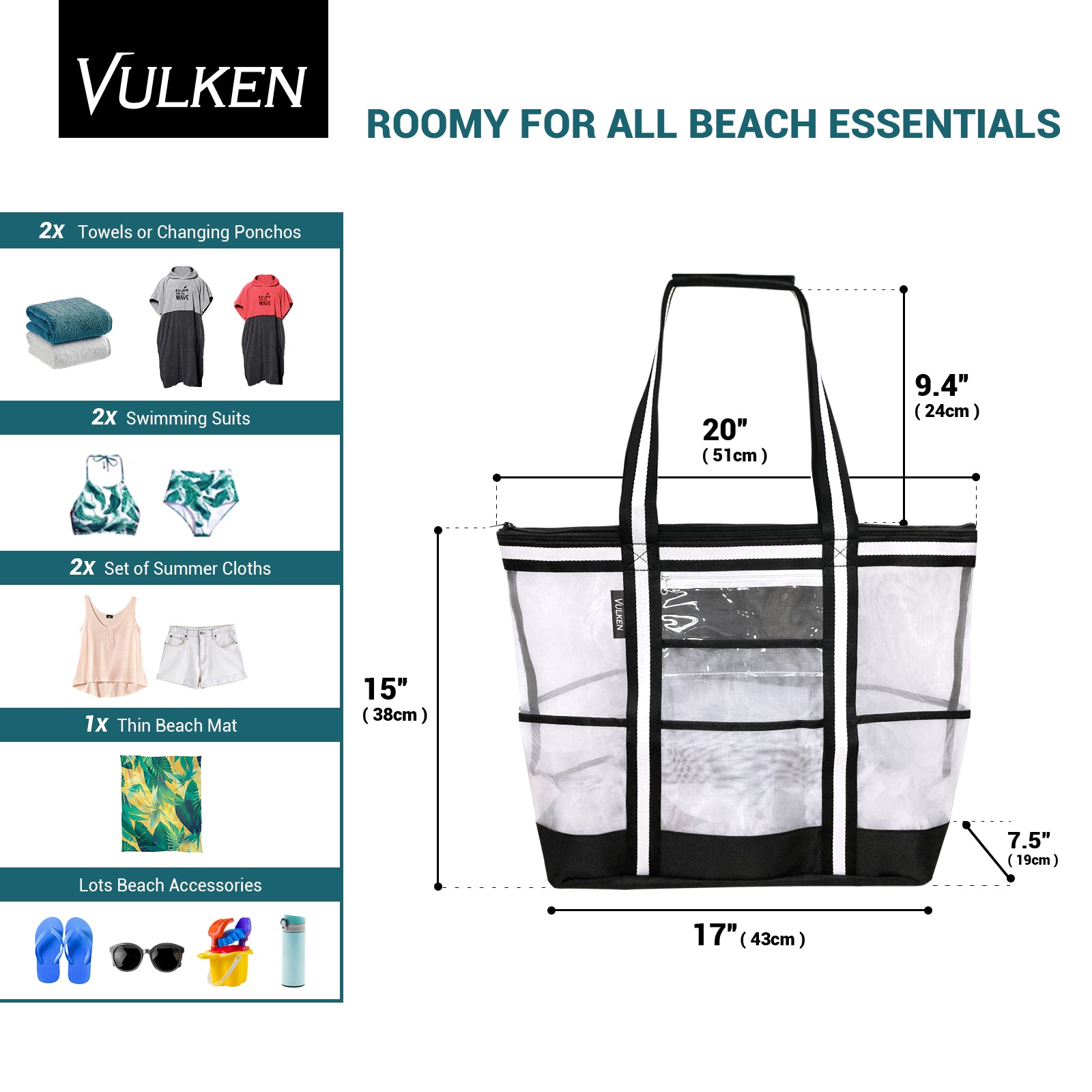 AuraBag™ – Sand-Free Mesh Bottom Beach Tote