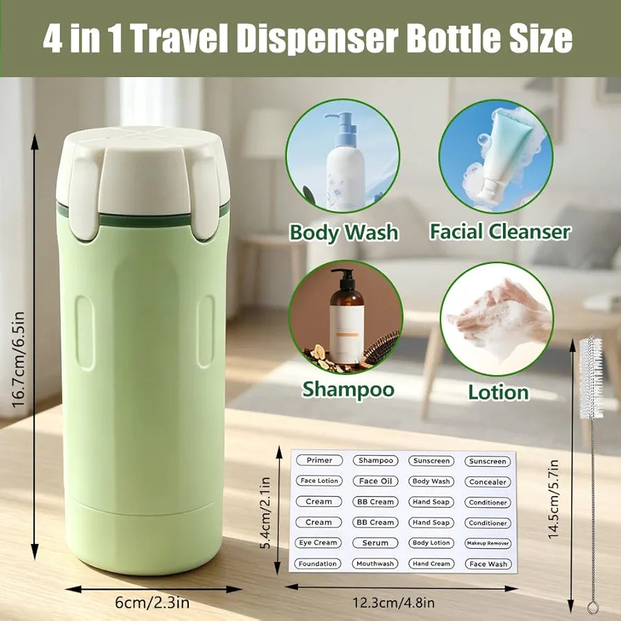 AuraGlow™ 4-in-1 Leak-Proof Travel Pump Bottle