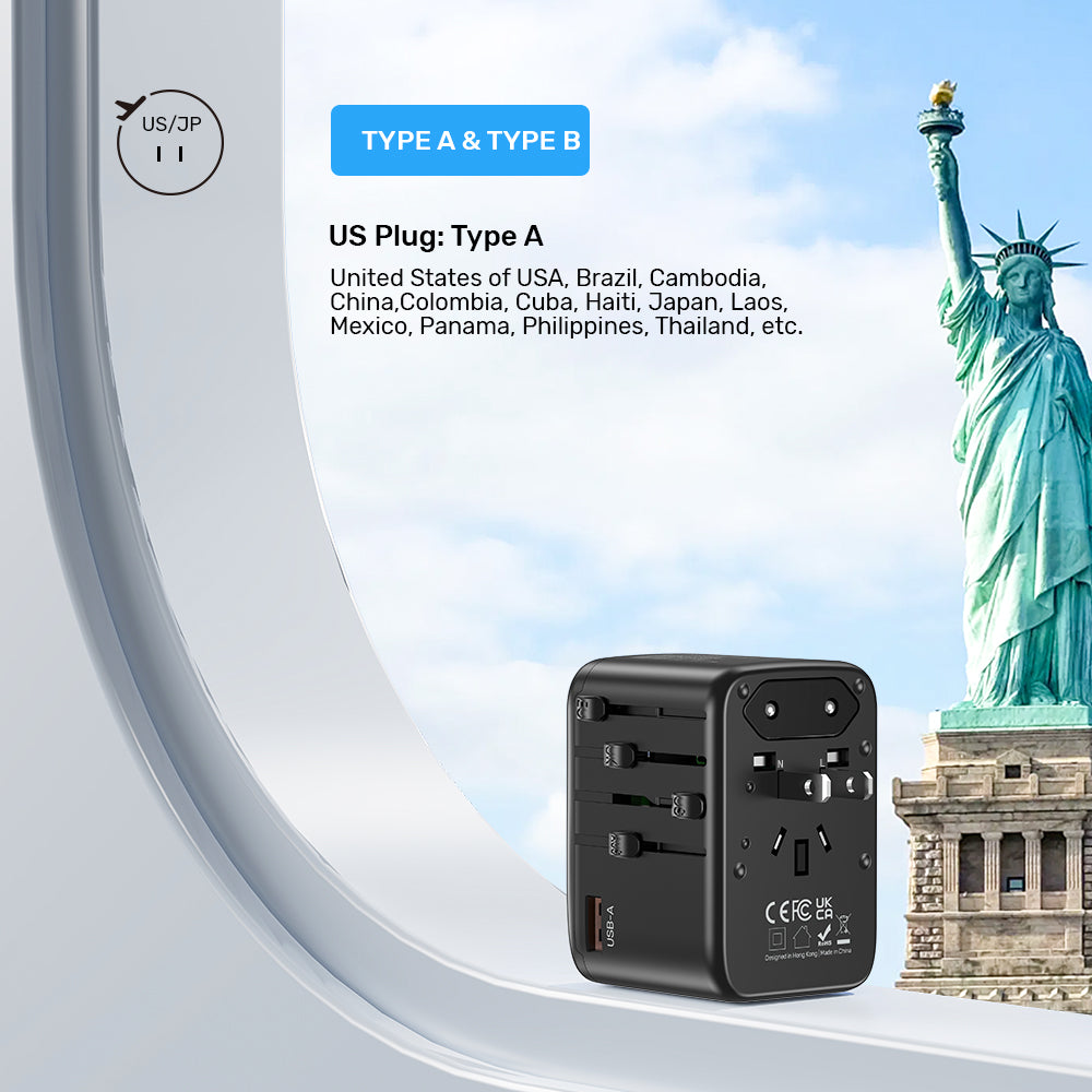 AuraLink™ 65W GaN Universal Travel Adapter (Fast-Charging & Global)
