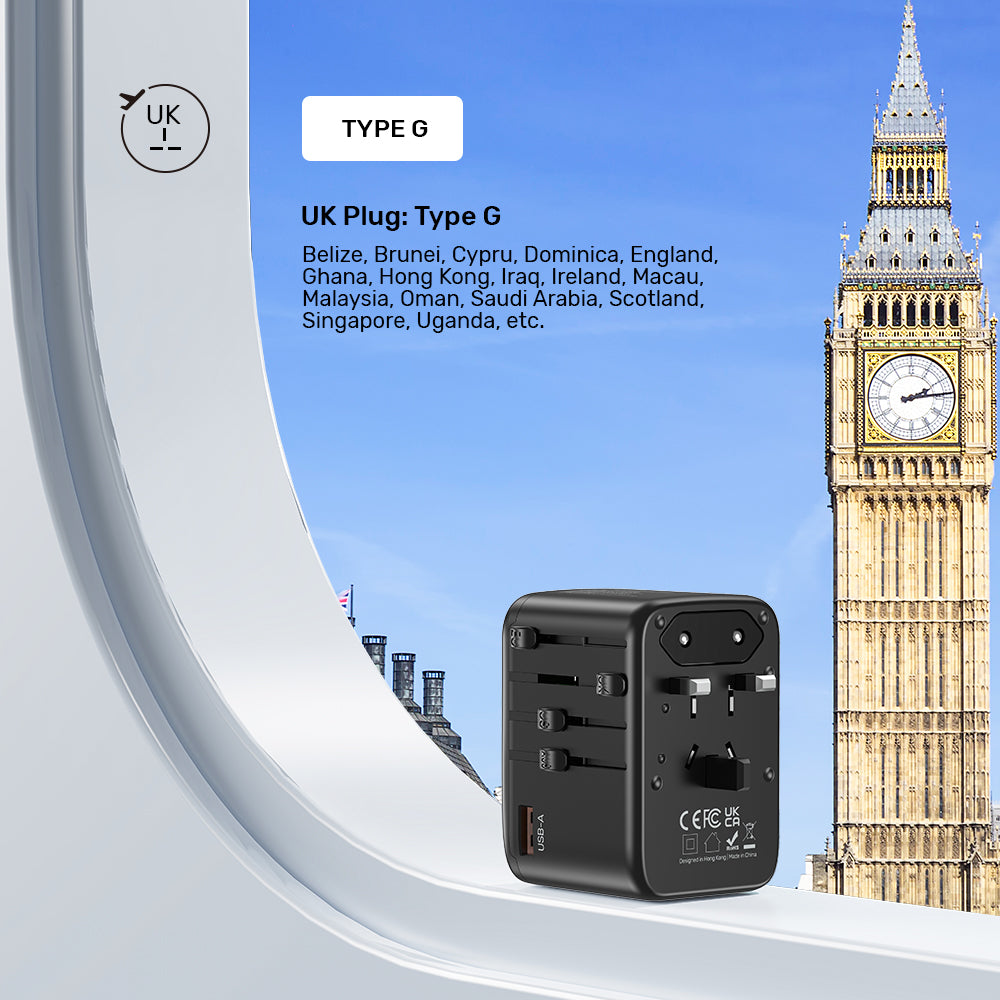 AuraLink™ 65W GaN Universal Travel Adapter (Fast-Charging & Global)