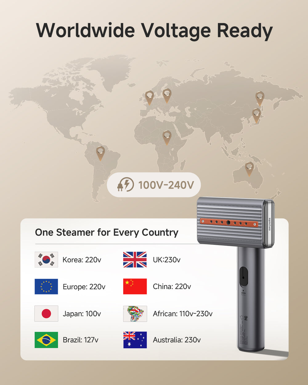 AuraSteam™ Foldable Handheld Nano-Steamer (Dual-Voltage for Global Travel)