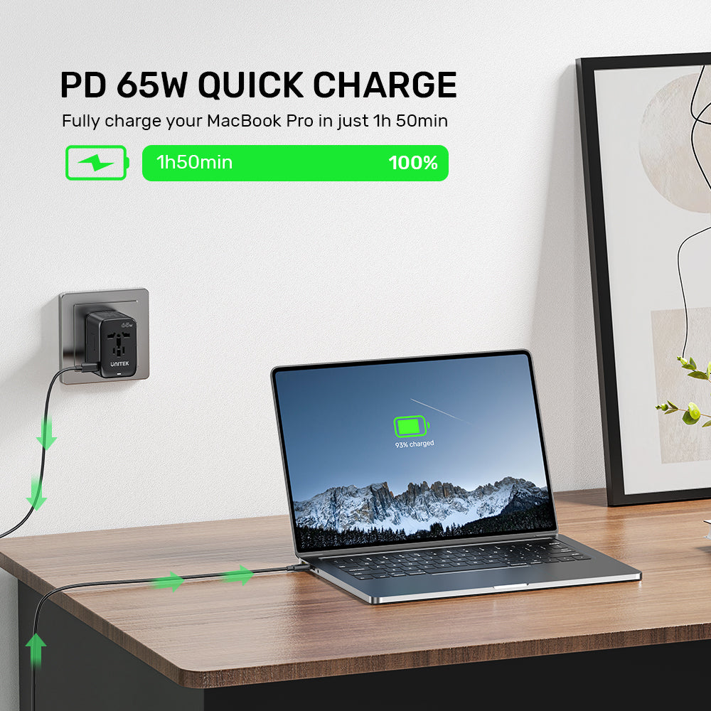 AuraLink™ 65W GaN Universal Travel Adapter (Fast-Charging & Global)