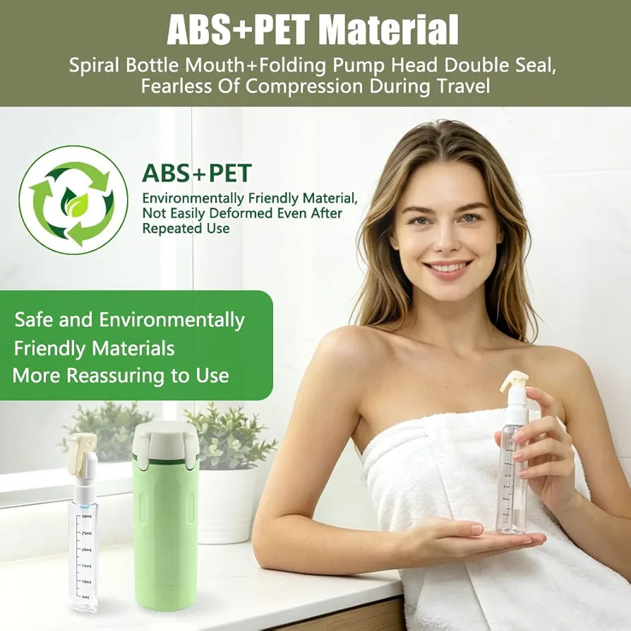 AuraGlow™ 4-in-1 Leak-Proof Travel Pump Bottle