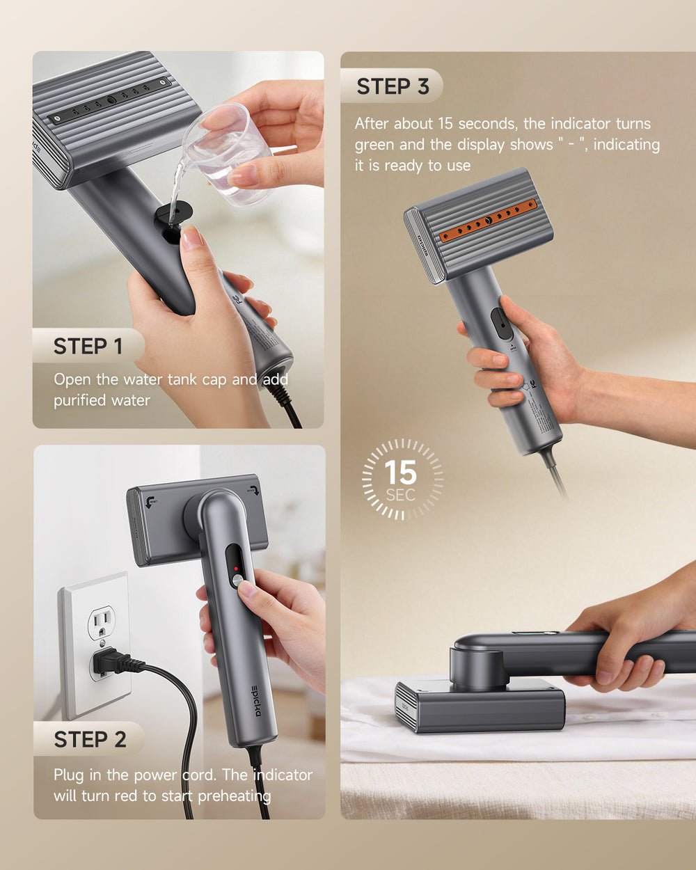 AuraSteam™ Foldable Handheld Nano-Steamer (Dual-Voltage for Global Travel)